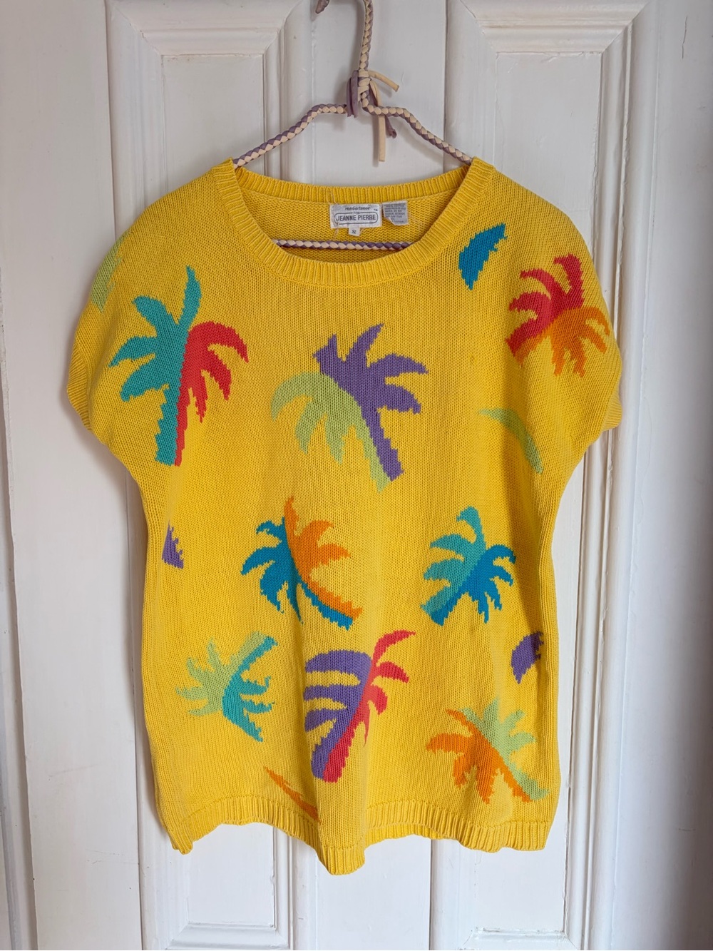 Vintage 100% Cotton Knit Top with Tropical Pattern